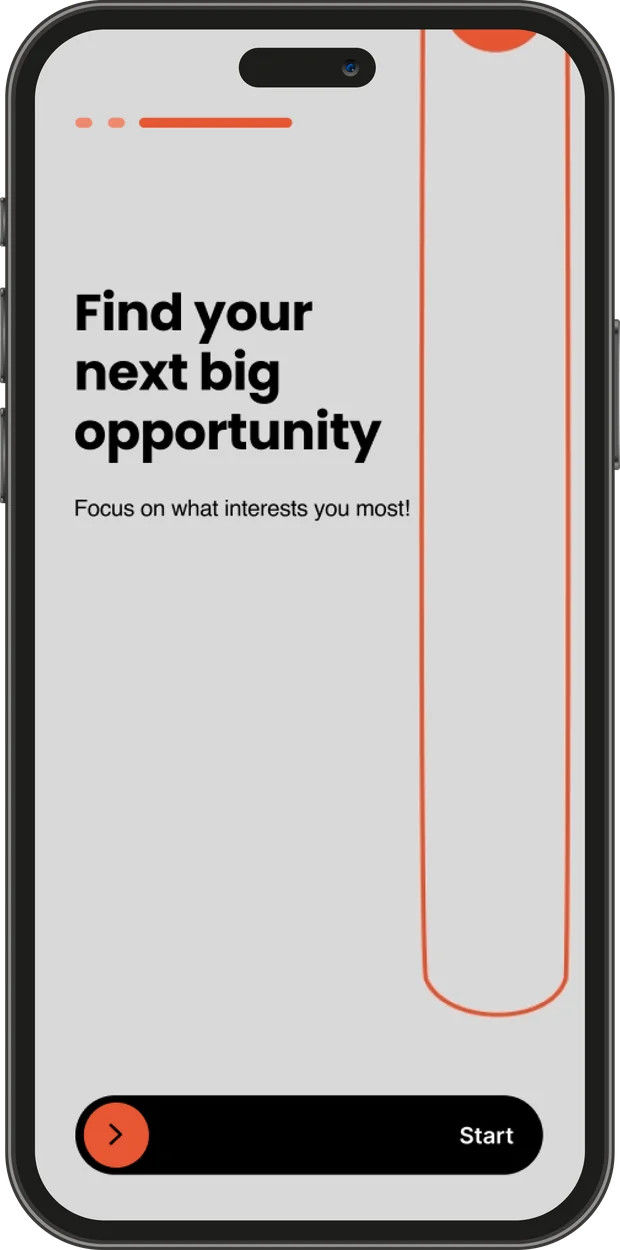 Onboarding screen: Find your next big opportunity