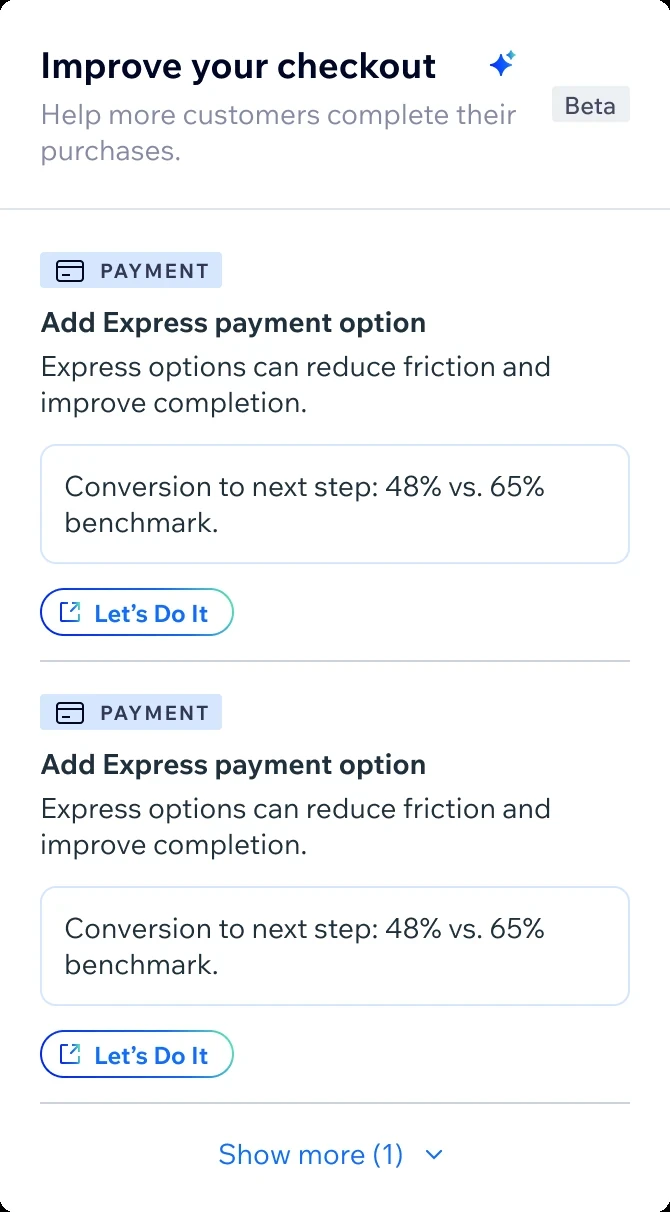 Version 4: uppercase tag, title, reasoning, the benchmark in its own box, and a Let's Do It button
