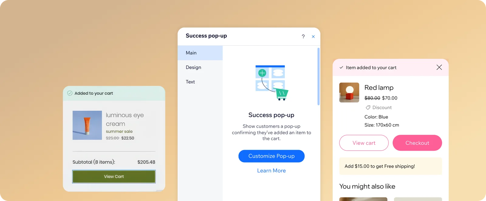 The new Tiny Cart editing experience, with the live preview